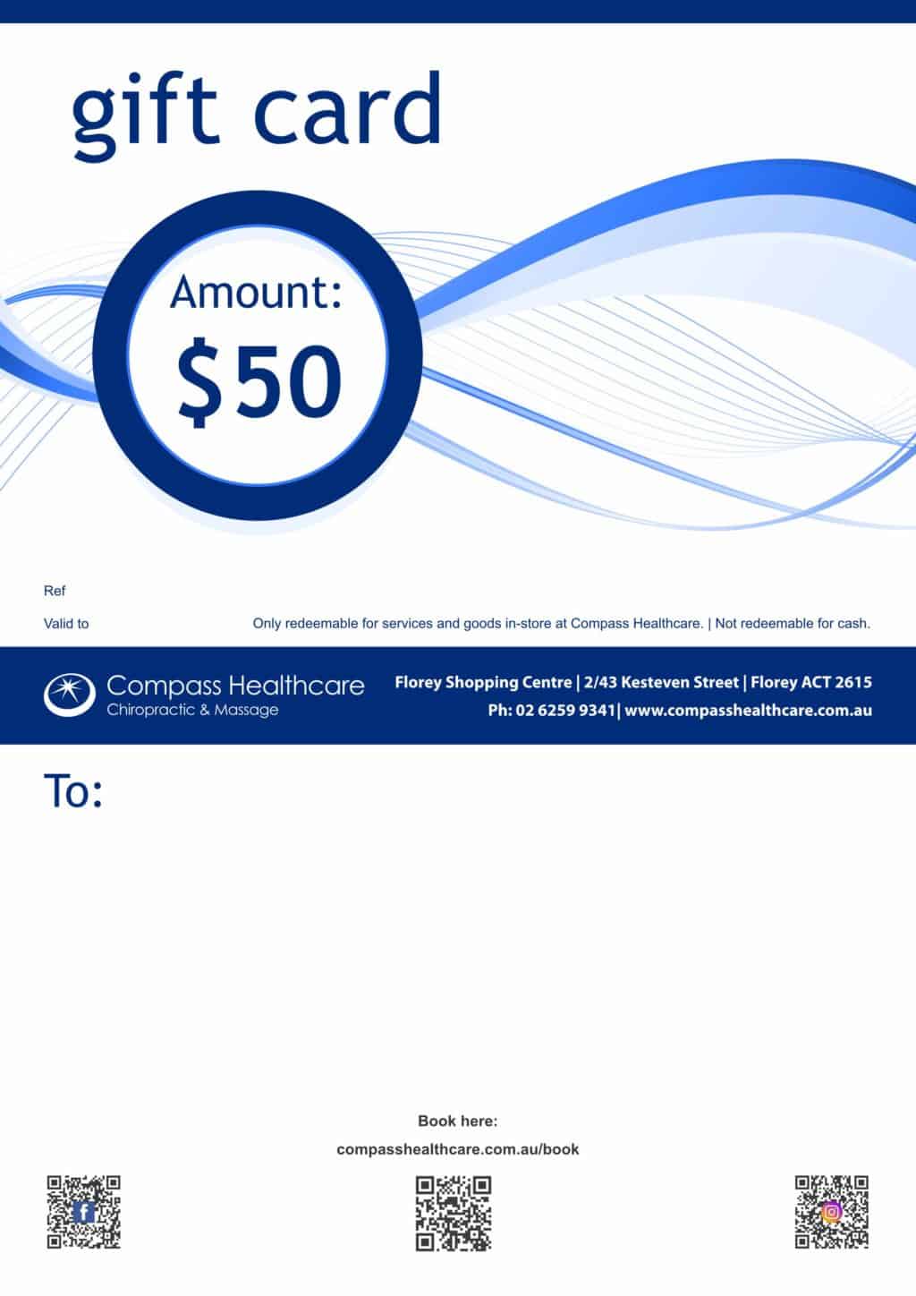 Gift Card 50 Compass Healthcare Chiropractic & Massage